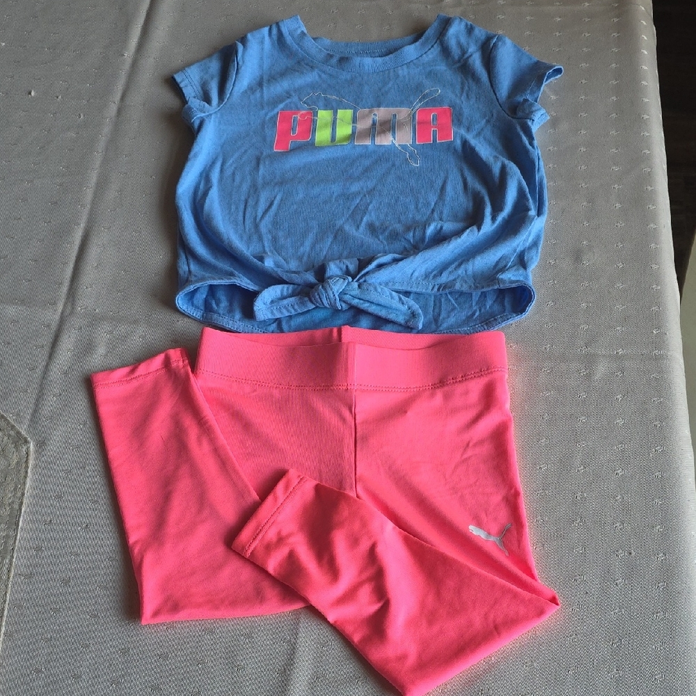 Puma Kids Colorful Logo Blue and Pink Activewear Set
